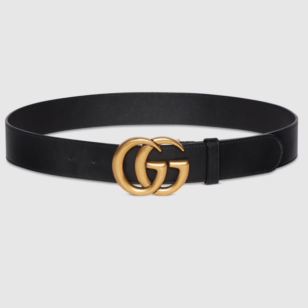 Gucci GG Marmont belt, black antique gold NWOT